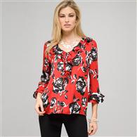 Floral Ruffle Top, Cardinal Red Multi, medium