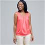 Sleeveless Pleated Top., New Coral, small