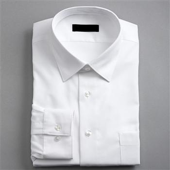 No-Iron Textured Dress Shirt, White, large