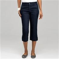5 Pocket Cuffed Capri (Petite), Rinse Wash New, medium