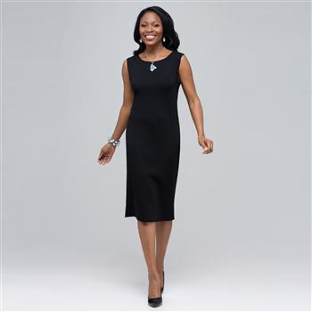Boat Neck Sleeveless Sheath Dress., , large
