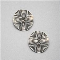 Silver Button Earrings, Silver Ox, medium
