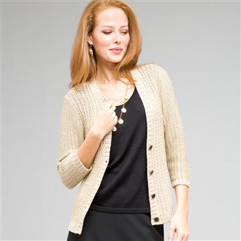 3/4 Sleeve V-Neck Cardigan, , large