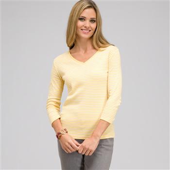3/4 Sleeve V-Neck Top, Butter Multi, large