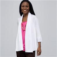 Drape Front Cardigan., White, medium