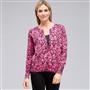 Button Front Crew Neck Cardigan, Begonia Multi, small