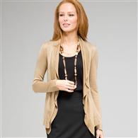 Ruffle Front Cardigan, New Rattan, medium