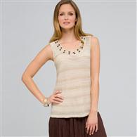 Beaded Scoop Neck Tank, toast combo, medium