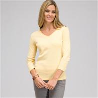 3/4 Sleeve V-Neck Top, Butter Multi, medium