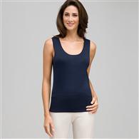 Sleeveless Scoop Neck Shell, Admiral Navy, medium