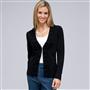 Long Sleeve Ruffle Front Cardigan, Black, small